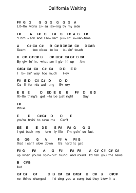 California Waiting Piano letter notes by Kings of Leon - Arr.Jannuel Graceche