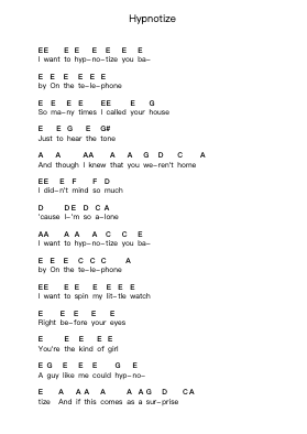 Hypnotize Piano letter notes by The White Stripes - Arr.Greenlew