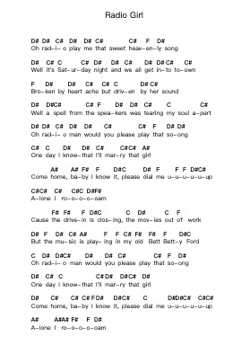 Radio Girl 钢琴字母谱由 Volbeat - 编曲 Gembur