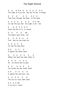 The Night Eternal ピアノの音符 by At the Gates - Arr.Frannence Harstowe