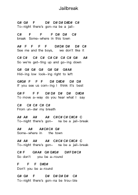 Jailbreak Piano letter notes by Thin Lizzy - Arr.Calfaithe Maxsam