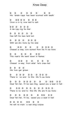 Knee Deep Ghi chú đàn piano bởi Job for a Cowboy - Arr.Vefrank Graseph