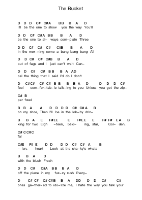 The Bucket Piano letter notes by Kings of Leon - Arr.Bridrian