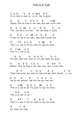 This Is A Call ピアノの音符 by Foo Fighters - Arr.Ellyle Hunrhys