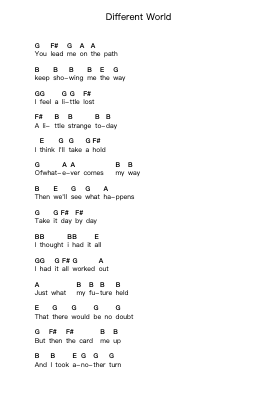 Different World Piano letter notes by Iron Maiden - Arr.Diaben Shelwilde