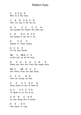 Radium Eyes Piano letter notes by Count Zero - Arr.Wyann Ianli