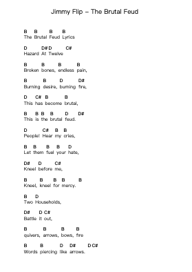 Jimmy Flip - The Brutal Feud Notas de piano en letras por Misc Originals - Arr.Dilmos