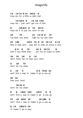 Dragonfly 鋼琴字母譜由 Sponge Cola - 編曲 Hubpir