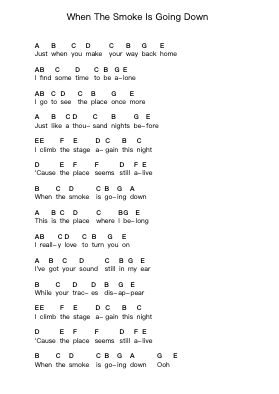 When The Smoke Is Going Down Piano letter notes by Scorpions - Arr.Gwenter Stedi