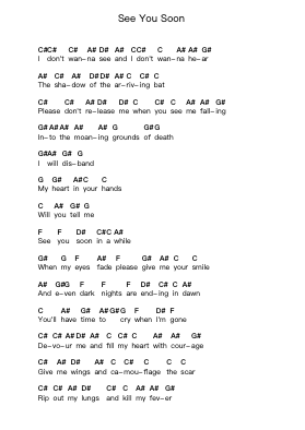 See You Soon Piano letter notes by Lord Of The Lost - Arr.Norgiles