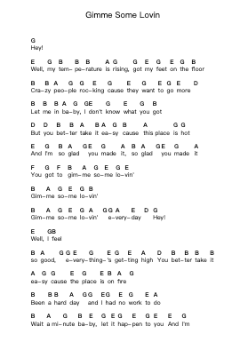 Gimme Some Lovin 鋼琴字母譜由 The Spencer Davis Group - 編曲 Sigwy Lorxine