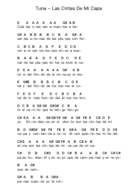 Tuna - Las Cintas De Mi Capa Piano letter notes by Misc Unsigned Bands - Arr.Georfoe