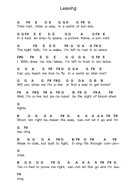 Leaving Notas de piano en letras por Fight Or Flight - Arr.Bairdxy