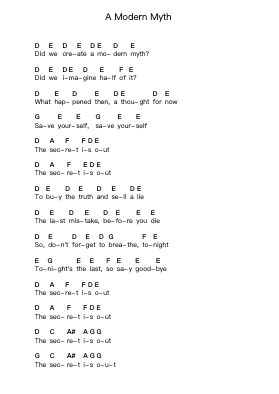 A Modern Myth Piano letter notes by Thirty Seconds To Mars - Arr.Sigwy Lorxine