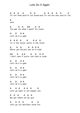 Lets Do It Again Piano letter notes by Groovie Ghoulies - Arr.Merpe