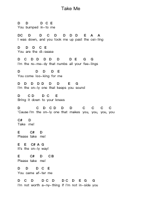 Take Me 鋼琴字母譜由 Korn - 編曲 Chamberg