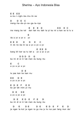 Sherina - Ayo Indonesia Bisa Piano letter notes by Misc Unsigned Bands - Arr.Gracebruce