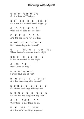 Dancing With Myself Piano letter notes by Billy Idol - Arr.Cofvey Fieldmeo