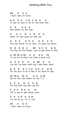 Nothing With You Piano letter notes by Descendents - Arr.Adnest Fitzvin