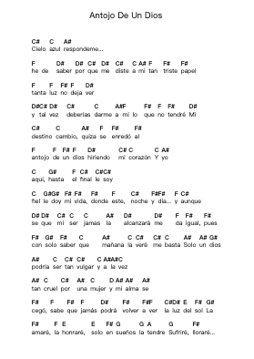 Antojo De Un Dios पियानो पत्र नोट्स द्वारा Avalanch - Arr.Wheatlin Ranpkins