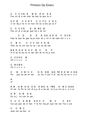 Primero De Enero Piano letter notes by Smutt - Arr.Danchloe