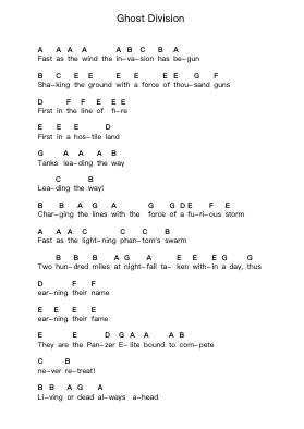 Ghost Division Piano letter notes by Sabaton - Arr.Mickmin