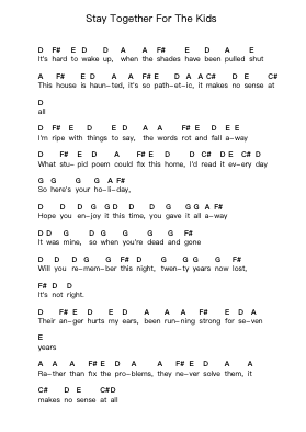 Stay Together For The Kids Ghi chú đàn piano bởi Blink-182 - Arr.Gaelroy