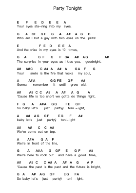 Party Tonight Piano letter notes by Sean Szeles - Arr.Chesria
