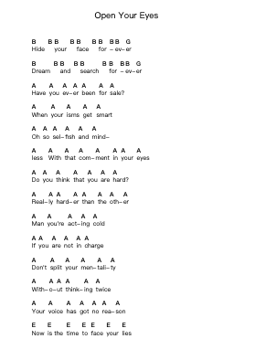 Open Your Eyes Piano letter notes by Guano Apes - Arr.Harruth
