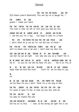 Denial Ghi chú đàn piano bởi Ozzy Osbourne - Arr.Feltrid