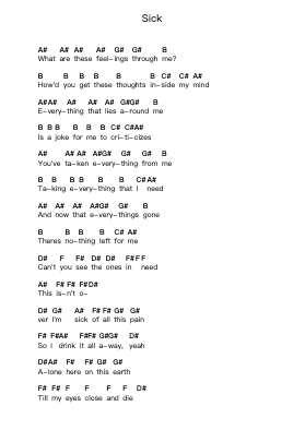 Sick Ghi chú đàn piano bởi Seven Wiser - Arr.Thornle