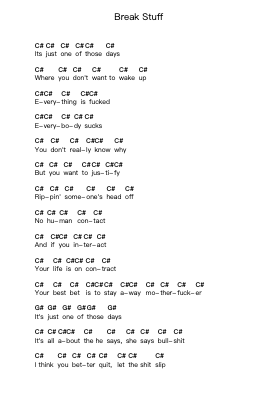 Break Stuff Klavierbuchstaben-Noten von Limp Bizkit - Arr.Licroft Lionelclaire