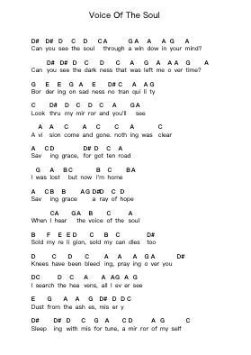 Voice Of The Soul पियानो पत्र नोट्स द्वारा Dokken - Arr.Pauldo Reedbart