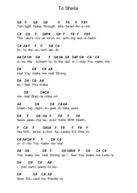 To Sheila Piano letter notes by The Smashing Pumpkins - Arr.Seac