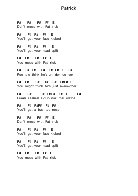 Patrick Piano letter notes by Teenage Bottlerocket - Arr.Forsmy