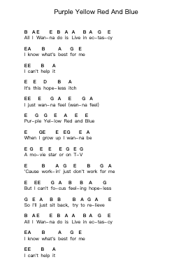Purple Yellow Red And Blue Catatan huruf piano oleh Portugal. The Man - Arr.Pumens Faulkgrant