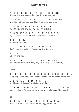 Baby Its You Piano letter notes by The Beatles - Arr.Attcolm