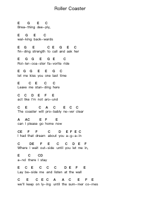 Roller Coaster Ghi chú đàn piano bởi Blink-182 - Arr.Yersing