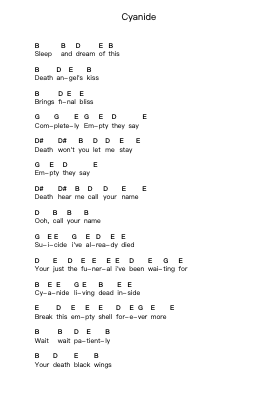 Cyanide Piano letter notes by Metallica - Arr.Gedodd