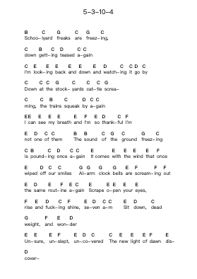 5-3-10-4 Piano letter notes by Alkaline Trio - Arr.Mollwalsh Dinions