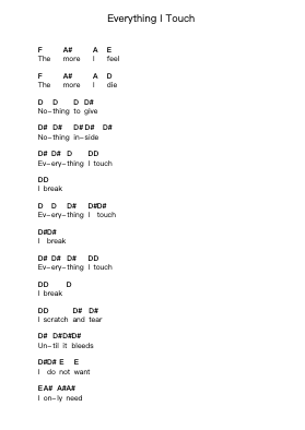 Everything I Touch 钢琴字母谱由 Stabbing Westward - 编曲 Rexlin Clachad
