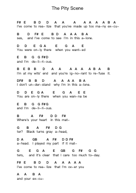 The Pity Scene Piano letter notes by Lights - Arr.Hootus
