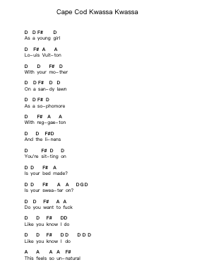 Cape Cod Kwassa Kwassa 鋼琴字母譜由 Vampire Weekend - 編曲 Halebias