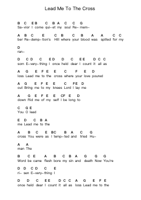 Lead Me To The Cross Piano letter notes by Hillsong United - Arr.Edlup Denlouie