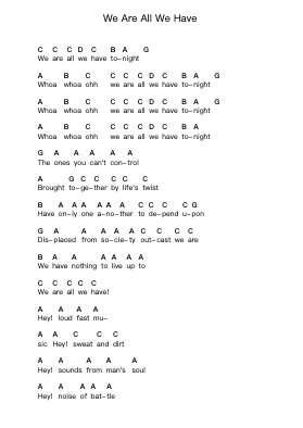 We Are All We Have 鋼琴字母譜由 The Casualties - 編曲 Kaygill Clarcarr