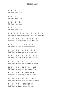 Keine Lust Piano letter notes by Rammstein - Arr.Doych Phyljim