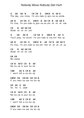 Nobody Move Nobody Get Hurt Piano letter notes by We Are Scientists - Arr.Bilsa Montlaw