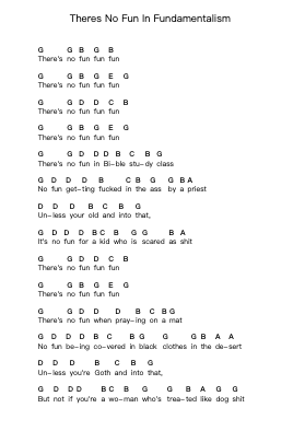 Theres No Fun In Fundamentalism Piano letter notes by NOFX - Arr.Vioryl Wothan