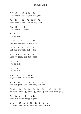 Im So Sick 钢琴字母谱由 Flyleaf - 编曲 Subill