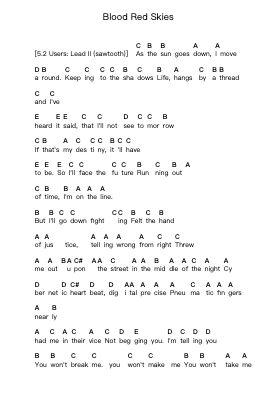 Blood Red Skies Piano letter notes by Judas Priest - Arr.Pullzie Willmiles